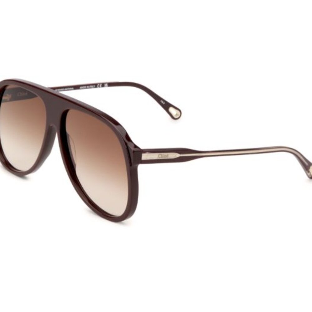 Chloe Dannie Brown Burgundy Gradient Aviator Sunglasses CH0128S NWOT - RARE - Picture 3 of 14